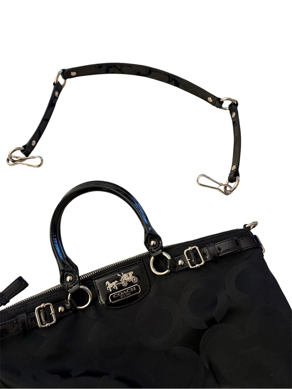 Coach Black Signature Satchel with Removable Strap